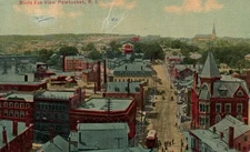 BIRD'S EYE VIEW Of PAWTUCKET, RI On Vintage 1913 Postcard--PARCEL POST STAMP