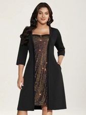 BloomChic Plus Size 18 20 Black Bronze Sequin Sweetheart Occasion DRESS