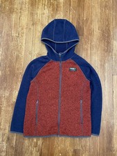 Kids L.L.Bean Fleece Full Zip Hooded Jacket Red Blue Size Medium 10-12