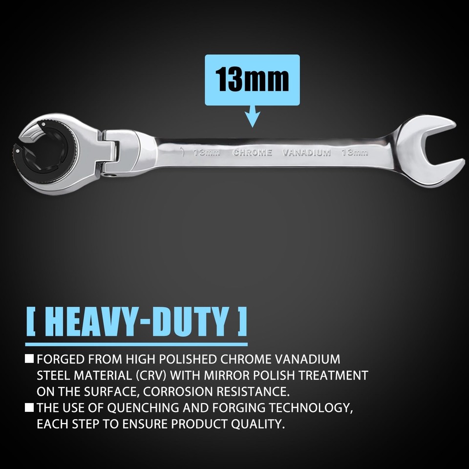 TEKTON 13/16" Flex Head Ratschenschlüssel | 12-Punkt | 180° Schwenkbar | Chrom Finish | Modell WRC26321