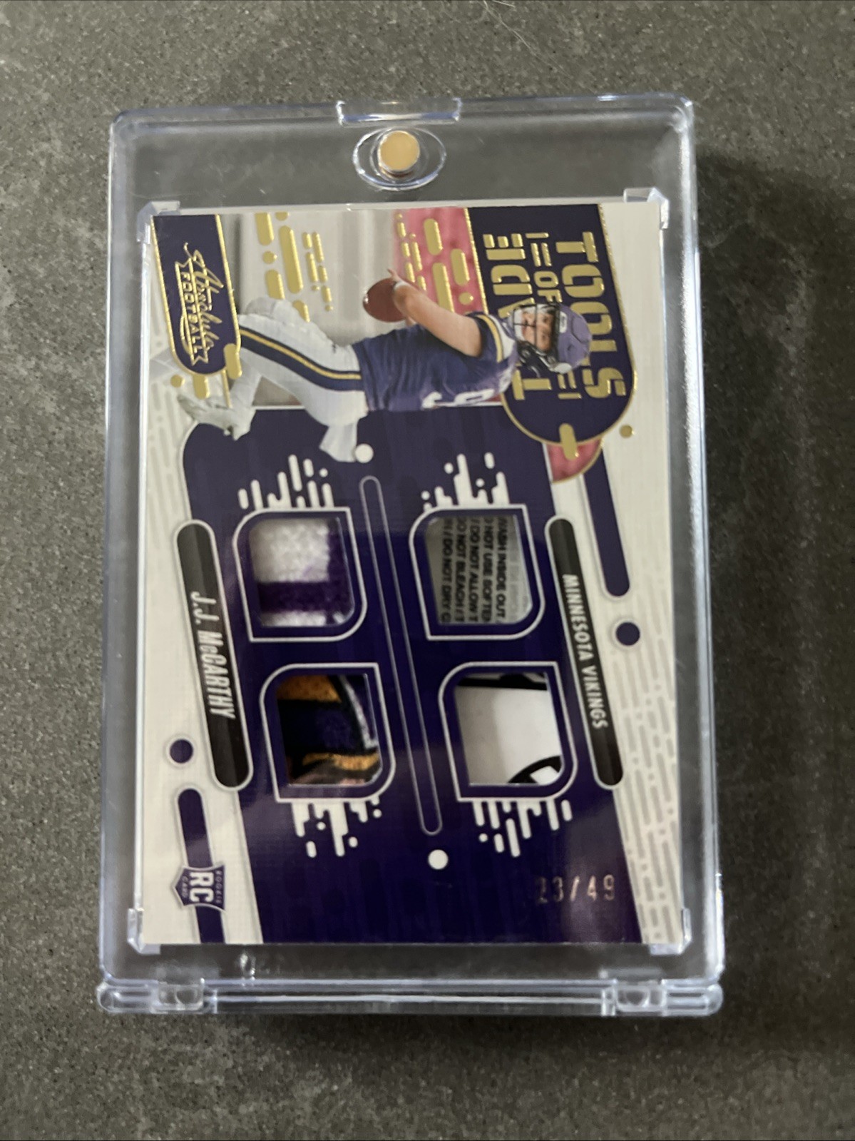 JJ McCarthy Panini Absolute Tools of the Trade Quad Relics #TOTQJMY Prime