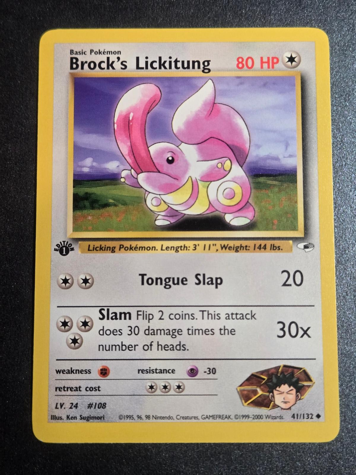 Brock's Lickitung 41/132 NM Gym Heroes Uncommon Pokemon 1st Edition