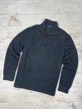 Polo Ralph Lauren Sweater 1/4 Zip Old Money Men Size L Gray