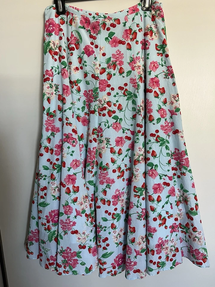 Falda Ann Taylor Floral Corbata Cintura Talla 8 Floral Estilo Envolvente Color Azul Claro Nueva con Etiquetas Foto 4 de 4