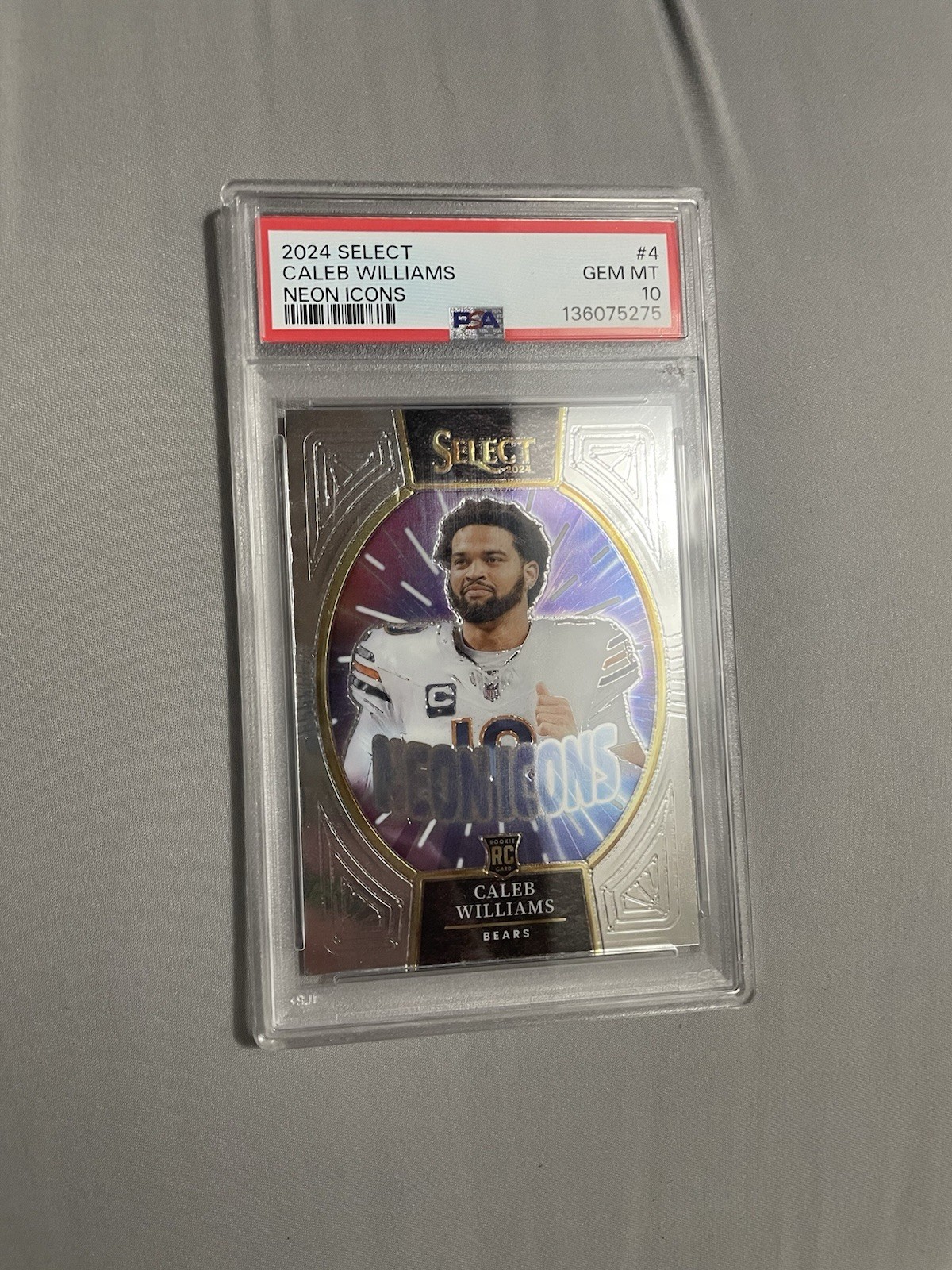 Caleb Williams Panini Select Neon Icons #4 Base