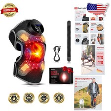 PRO Red Light Therapy Knee Brace - 660/850nm, 4-Zone Massage, Rechargeable