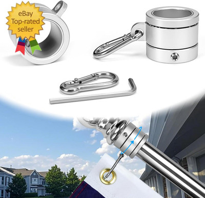 Flag Pole Rings 1 Inch, Flag Pole Spinners with Bearings, Aluminum Alloy