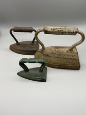 Vintage Lot of 3 Sad Iron Cast Iron Antique Primitive Clothes Iron Medium Small