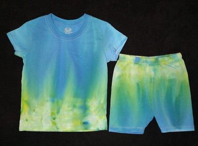 Blue & Green Gravity Ice Dye Tie Dye Toddler Boy Set ~ Sz 2-3T (SEE DISCRIPTION)