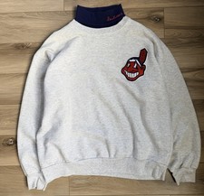 Vintage Cleveland Indians Chief Wahoo Majestic MLB Turtleneck Sweater 90s Sz XL