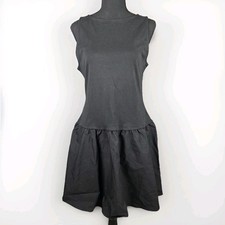 A New Day Black Cotton Mini Dress Sleeveless Drop Waist Casual Size M NWT
