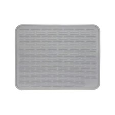 Silicone Drying Mat for Kitchen Counter, 16x12 Inch Large Waterproof Pad, Grey