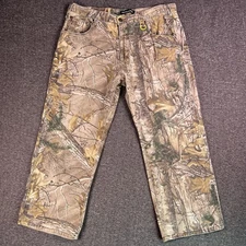 RealTree Jeans Mens Green Camo Hunting Hiking Cotton Denim Outdoors Fit36x26.5