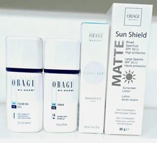 OBAGI Foaming Gel 2oz, Toner 2 oz, Retinol 0.5 1oz, Sunshield Matte SPF50 3oz
