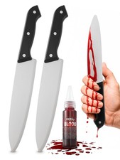 Realistic Fake Knife Set Small Bloody Prop Halloween Costume