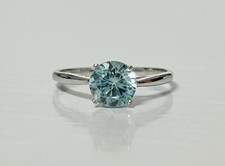 14k White Gold Natural 1.25 CT Sky Blue Topaz Solitaire Engagement Ring