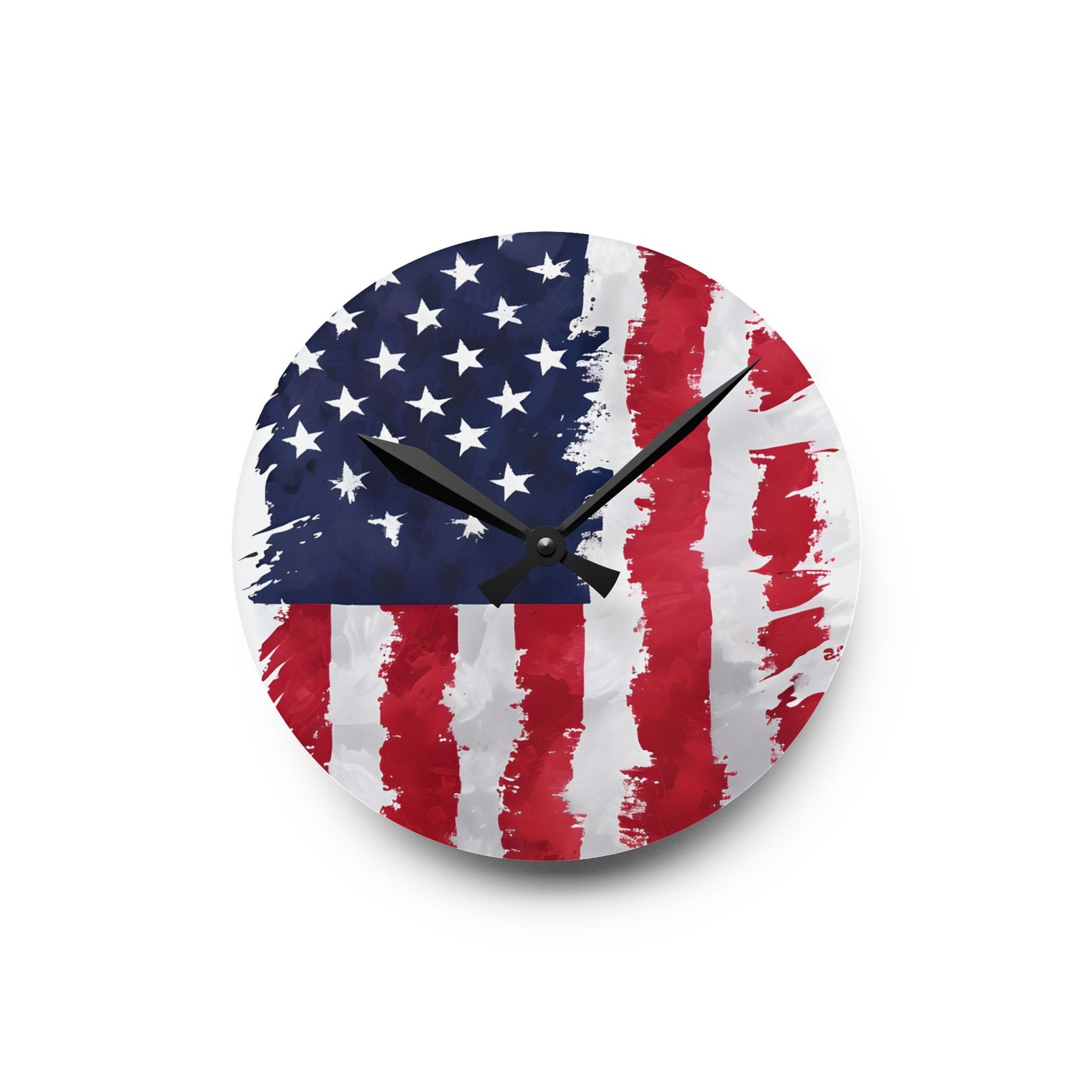Distressed American Flag Acrylic Wall Clock | Patriotic USA Stars Stripes Decor