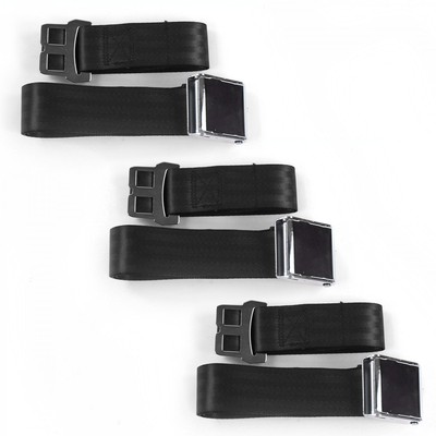 Chevy Truck 1941 - 1946 Airplane 2pt Black Lap Bench Seat Belt Kit - 3 Belts 