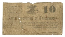 1862 Corporation of Tallahassee Florida FL 10c Obsolete Scrip (65611)