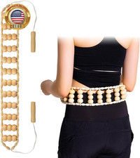 Wood Therapy Massage Tools, Wood Back Roller   Wooden Massage Roller Rope Madero