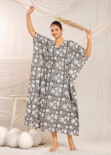 Vestido de verano ligero y transpirable elegante y cómodo algodón caftán - Imagen 4 de 6