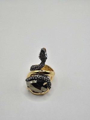 Alexis Bittar 18k Gold Plated Crystal Snake Ring Size N / 6 3/4