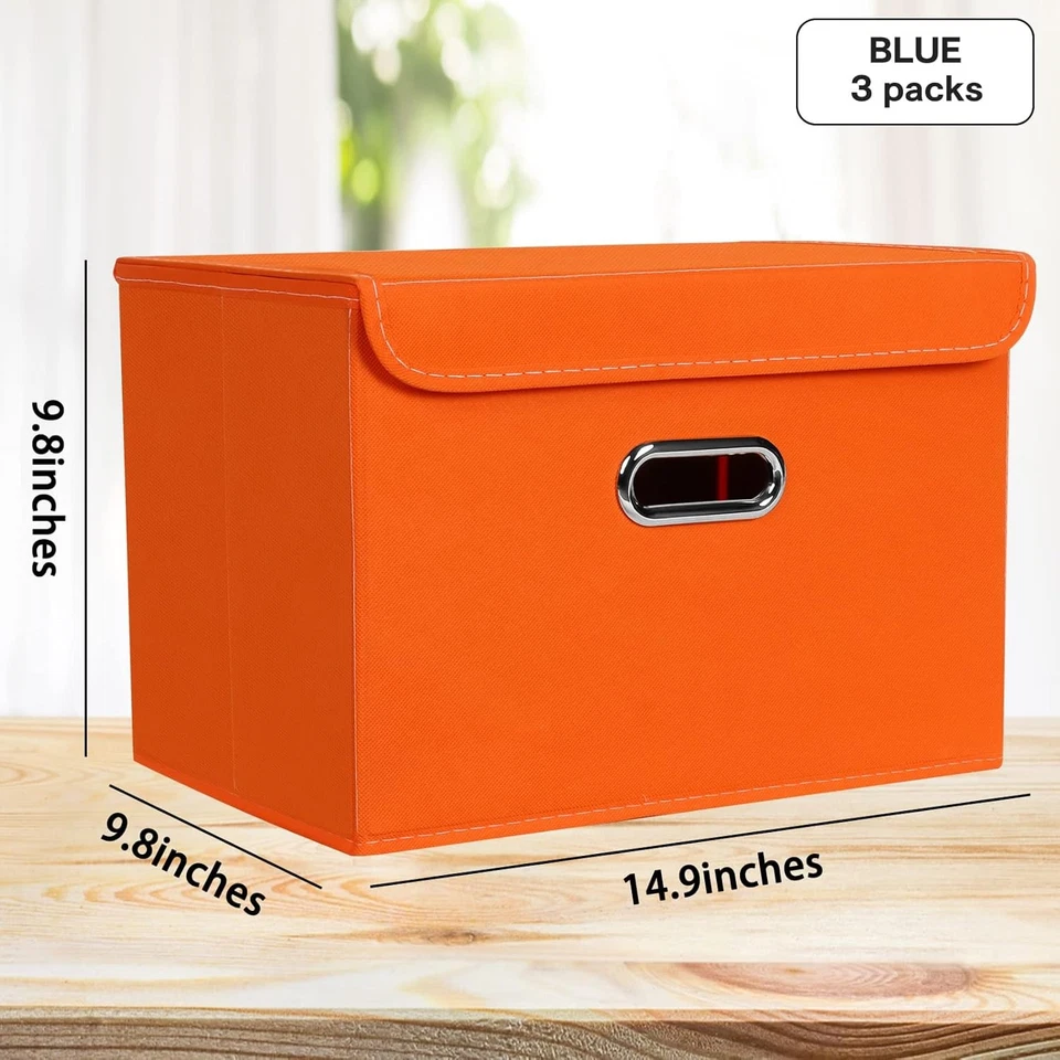 Cubo de almacenamiento plegable de tela de lino cubo organizador cesta tela almacenamiento Foto 2 de 4