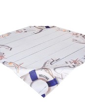 Tischdecke Maritim Meer 85x85 Wohnzimmer Garten Weiß Blau Anker Quadratisch