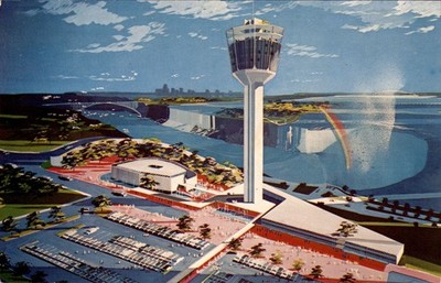 Niagara Falls Canada Seagram Tower Artist Rendering Chrome Postcard C13103