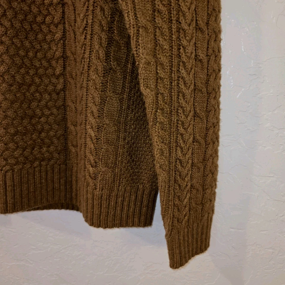 NEW Pendleton 100% Wool LS Sweater Cable Knit Men’s XL Brown Fisherman $179 - Image 3 of 4