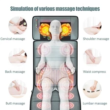 Electric Full Body Heated Massage Mat Neck Back Heating Pad Chair Pad Massage US