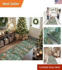 Luxurious 2x8 Washable Hallway Runner Rug - Water-Resistant Floral Design