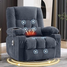 Swivel Rocker Recliner Chair with Vibration Massage, Heat  USB