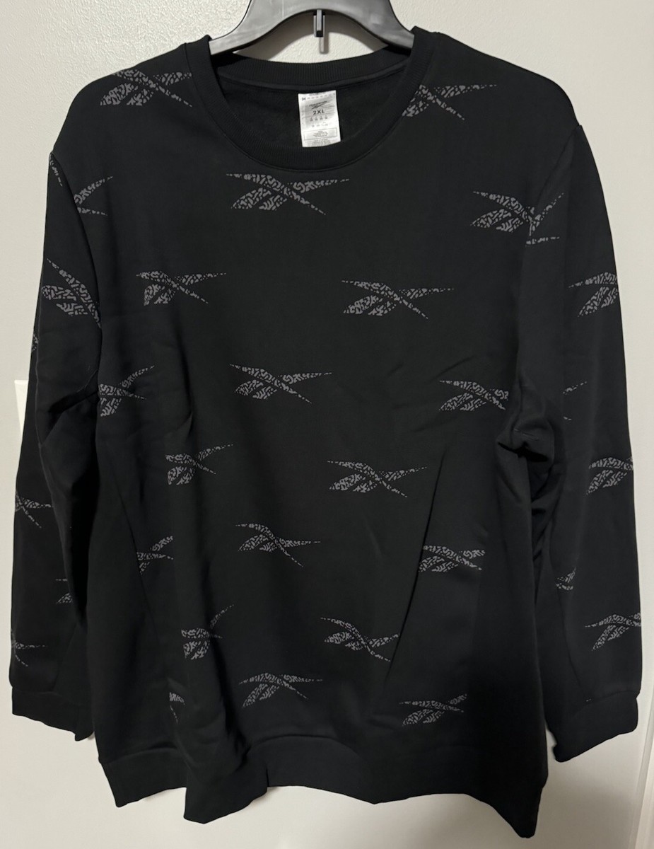 Reebok Men's Graphic Sweatshirt Black 2XL Long Sleeve