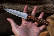 DAMASCUS Hunting Skinning Survival camping dagger Fixed Blade KNIFE x-30