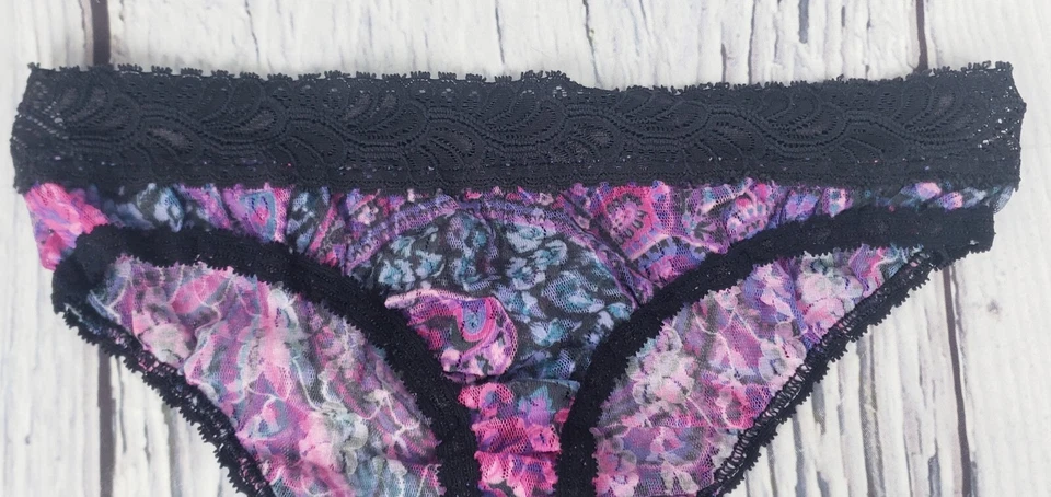 De Colección Nancy King Para Mujer Retro Encaje Panty Ropa Interior Braguita Nylon Paisley Negro S/M Foto 2 de 4