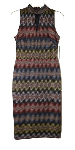 Robe Sans Manches Maggy London Femme - Taille 6 - Multicolore Rayée - Longueur Genoux - Polyester