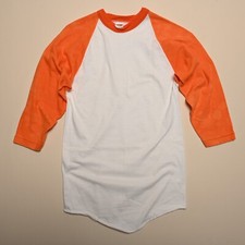 AUTHENTIC VINTAGE 70s Russell Athletic Orange Blank Baseball T-Shirt M - 4726