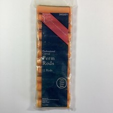 VINTAGE PERM RODS Salon Care 12 Rods 100 Natural Rubber Bands Orange Curlers
