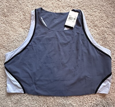 nike yoga luxe crop top in blue grey