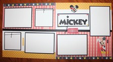 Disney scrapbook pages 2 each 12 x 12 handmade titled Mickey pages assembled