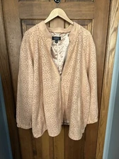 Dennis By Dennis Basso Perforated Faux Suede Jacket Pale Rose Gold 3XL Fall