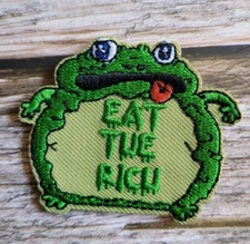 Eat The Rich Fat Frog Punk Rock Alternative Embroidered Patch