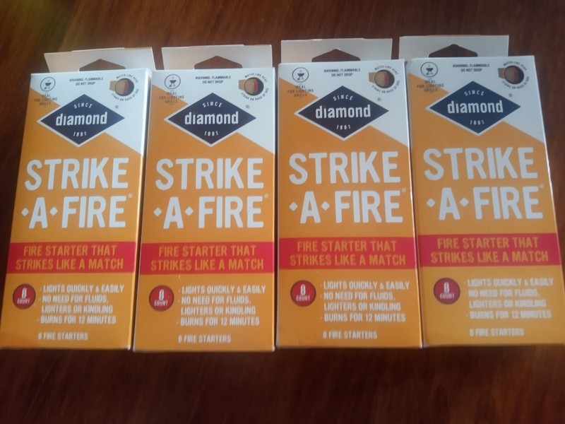 🔥4 Diamond  Strike-A-Fire Camping Outdoor Strikes Like A Match Fire-starters 🔥