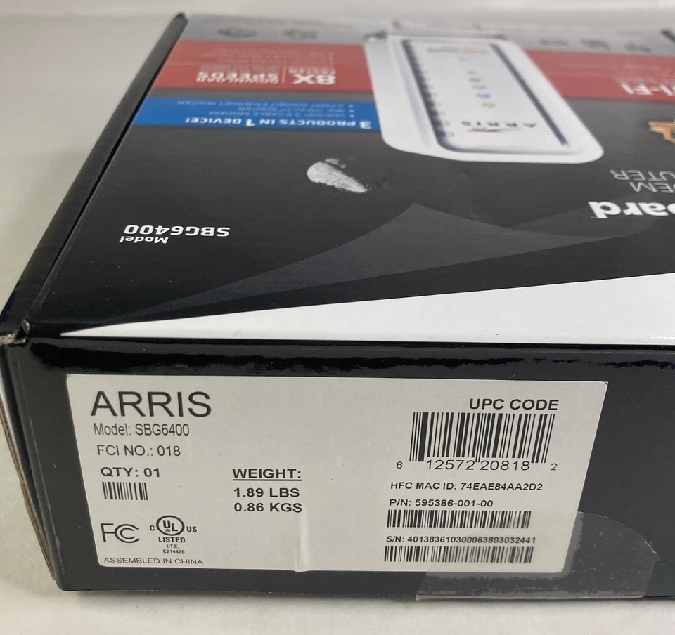 Brand New Arris SURF board SGB6400 DOCSIS 3.0 Cable Modem N300 w/Wires Included - Image 3 of 4
