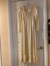 Vintage Gunne Sax satin long dress  XS Good overall condition (see description)