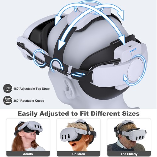 Correa para la cabeza para auriculares Meta Oculus Quest 3/3s/Quest 2 VR Elite con batería de 7500 mAh - Imagen 2 de 10