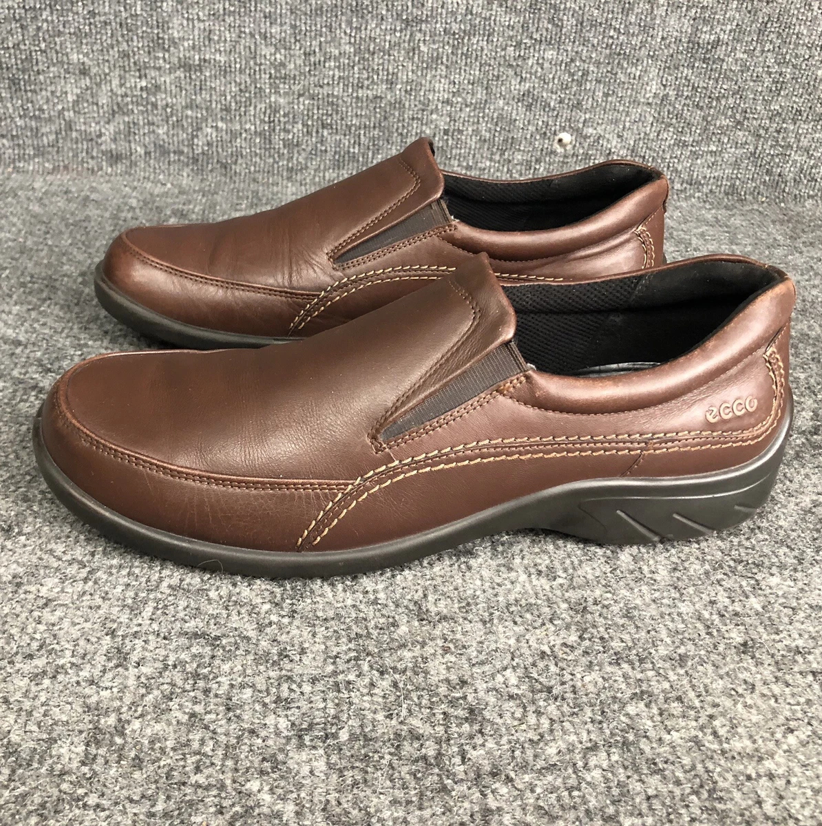 Ecco Womens Size 41 US 10 10.5M Brown Leather Moc Toe Slip On Wedge Loafers