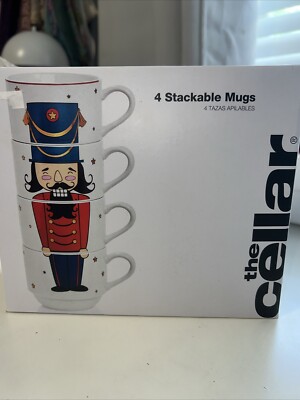 The Cellar Holiday Cheer Nutcracker Stackable Mugs, Set of 4 (CB6)