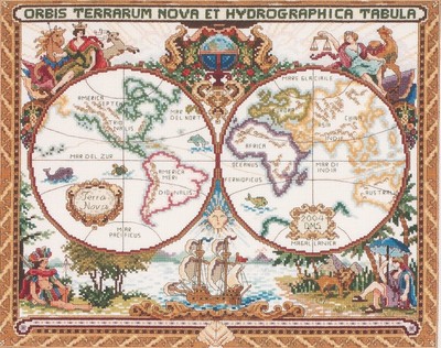 /Platinum Collection Counted Cross Stitch 18''X15'', Olde World Map (14 Count),...